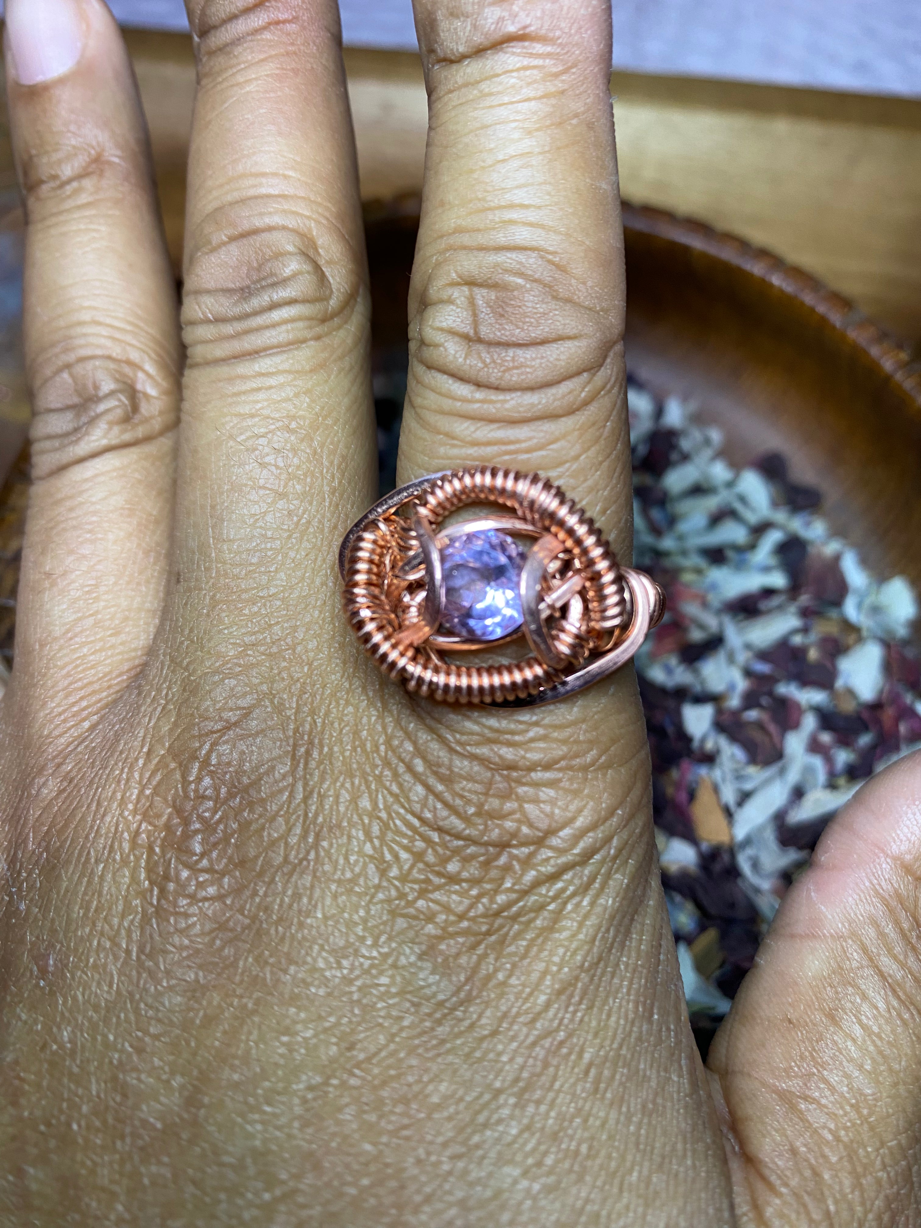 Round Brilliant Cut Amethyst Ring Size 9