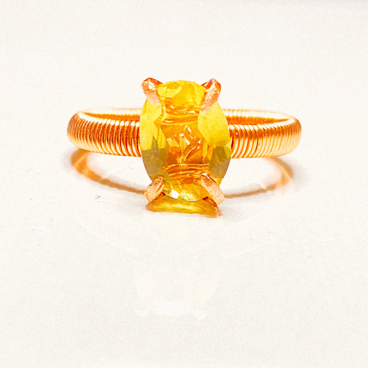 Faceted Oval Crystal Talisman Ring