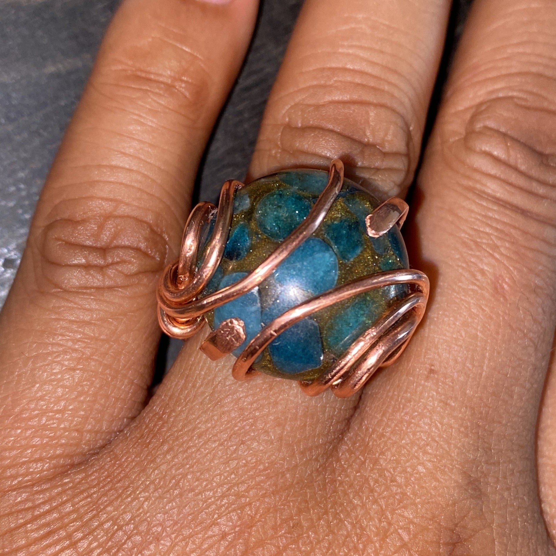 Emperor Blue Ocean Jasper(Sea Sediment) Ring