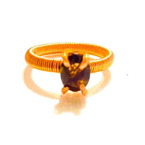 Faceted Oval Crystal Talisman Ring